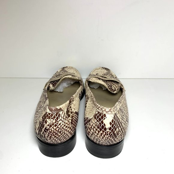 Franco Sarto Snakeskin Python Leather Loafer Flats Cream Brown 6 - Picture 4 of 5